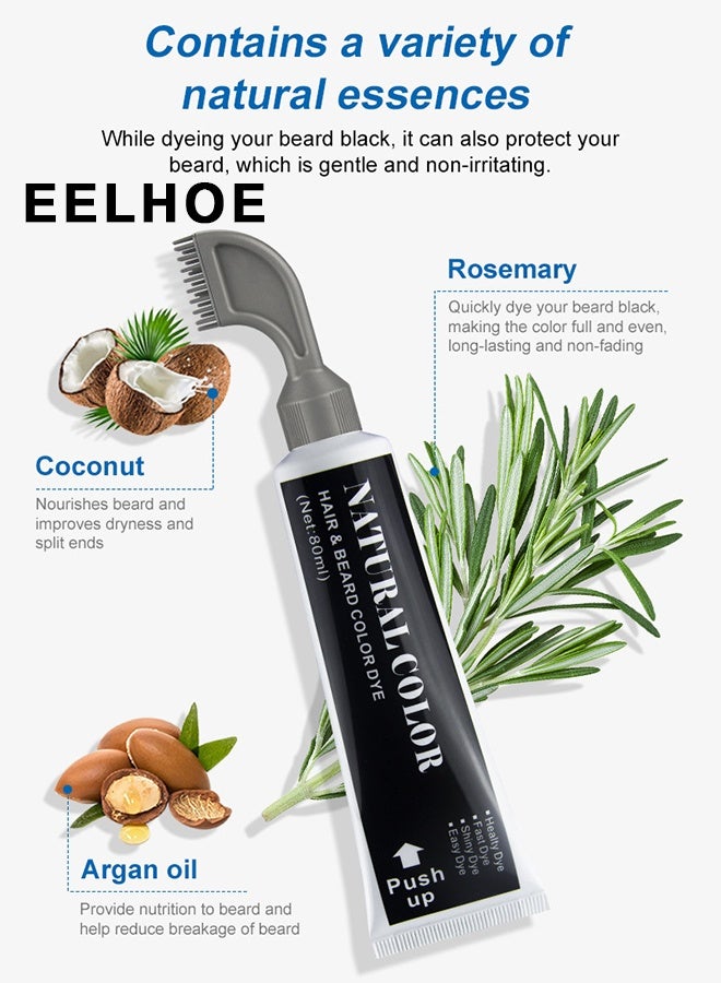 EELHOE Hair & Beare Color For Man,RHair & Beare Color For Man,Rosemary 2 in 1 Beard Dye ,Effective Enhance Facial Hair (Natural Black)osemary 2 in 1 Beard Dye ,Effective Enhance Facial Hair (Natural Black) - Image 2